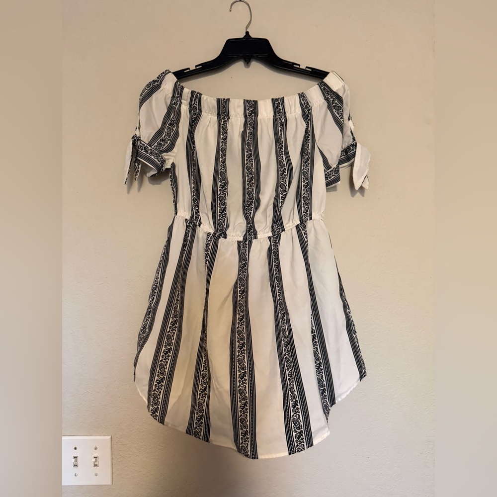 Blush Womens White Tie Sleeve Off The Shoulder Mini Dress Size Large